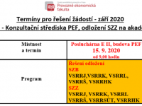 Termíny pro řešení žádostí - září 2020